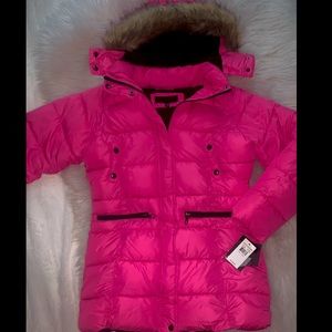 Steve Madden Fuchsia/Pink Puffer Jacket with Fur Hood